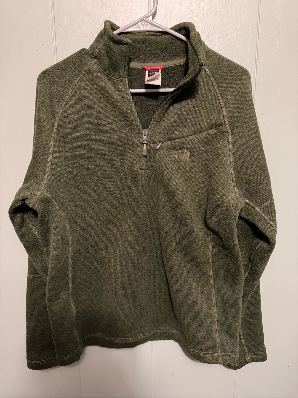 The North Face Men's Olive Green Quarter-Zip Fleece Pullover